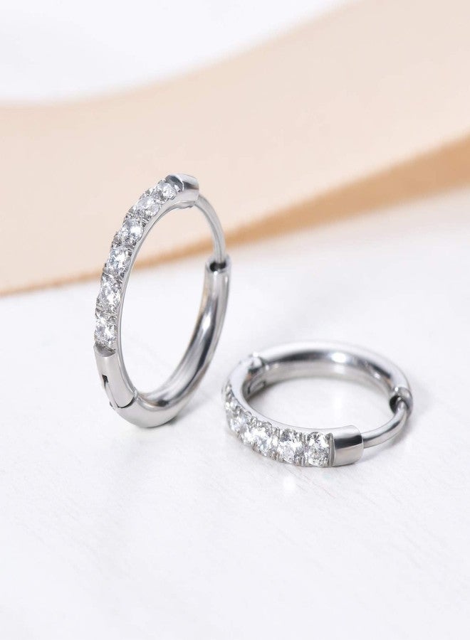 AMASIS 1 Pair Small Silver Hoop Earrings for Women Men,316L Surgical Steel Hinge Huggie Hoop Earrings fit Cartilage, Helix, Tragus, Sung, Earlobe Lightweight Hypoallergenic Earrings - Image 5